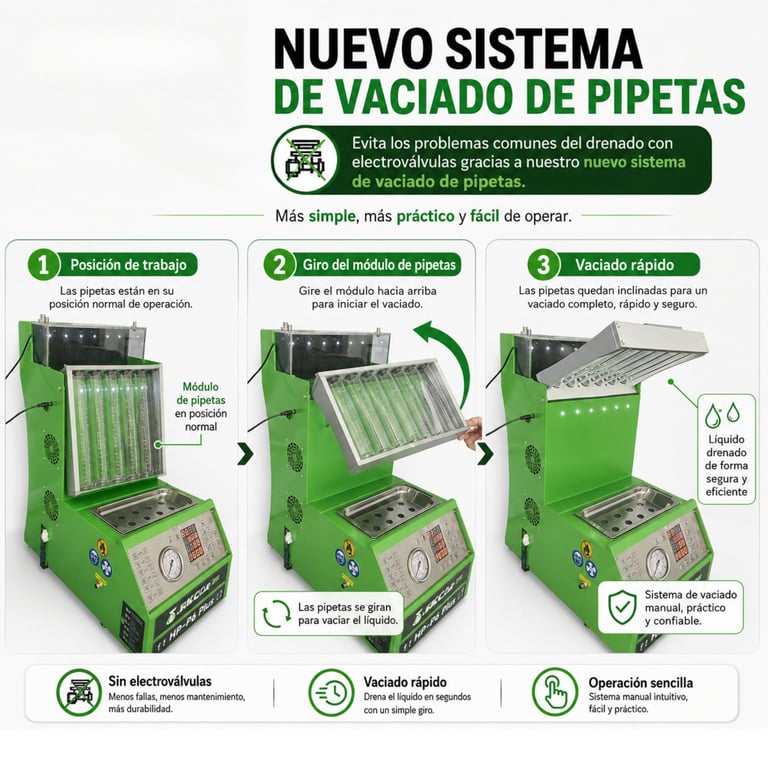 Infographic showing a new pipe casting system with three steps: positioning, module loading, and rapid casting in a green industrial machine