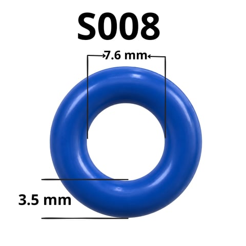 Blue rubber ring S008 with 7.6mm outer diameter and 3.5mm thickness