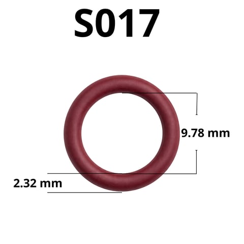 S017 burgundy rubber ring with 9.78mm height and 2.32mm width dimensions labeled