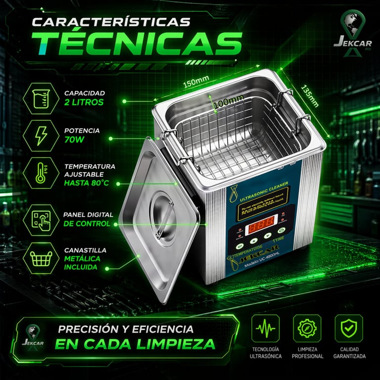 Especificaciones técnicas de limpiador ultrasónico