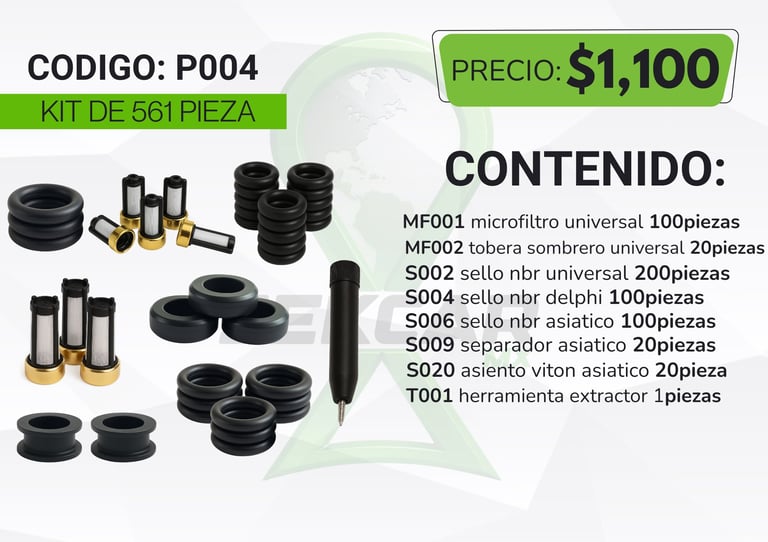 561-piece automotive seal and tool kit priced at $1,100, including microfilters, universal seals, and extraction tools