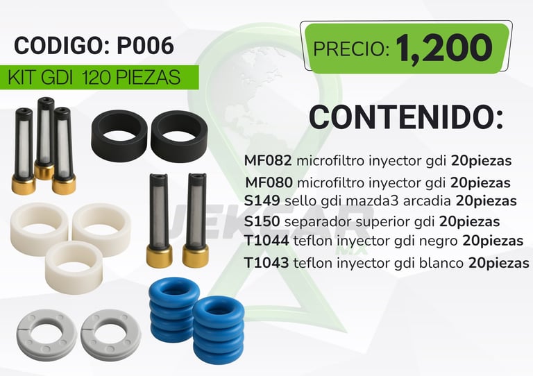 GDI fuel injector kit with 120 pieces including microfilters, seals, and components, priced at 1,200