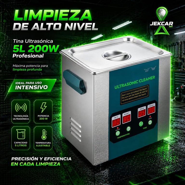 Máquina limpiadora ultrasónica JEKCAR 5L 200W de grado profesional